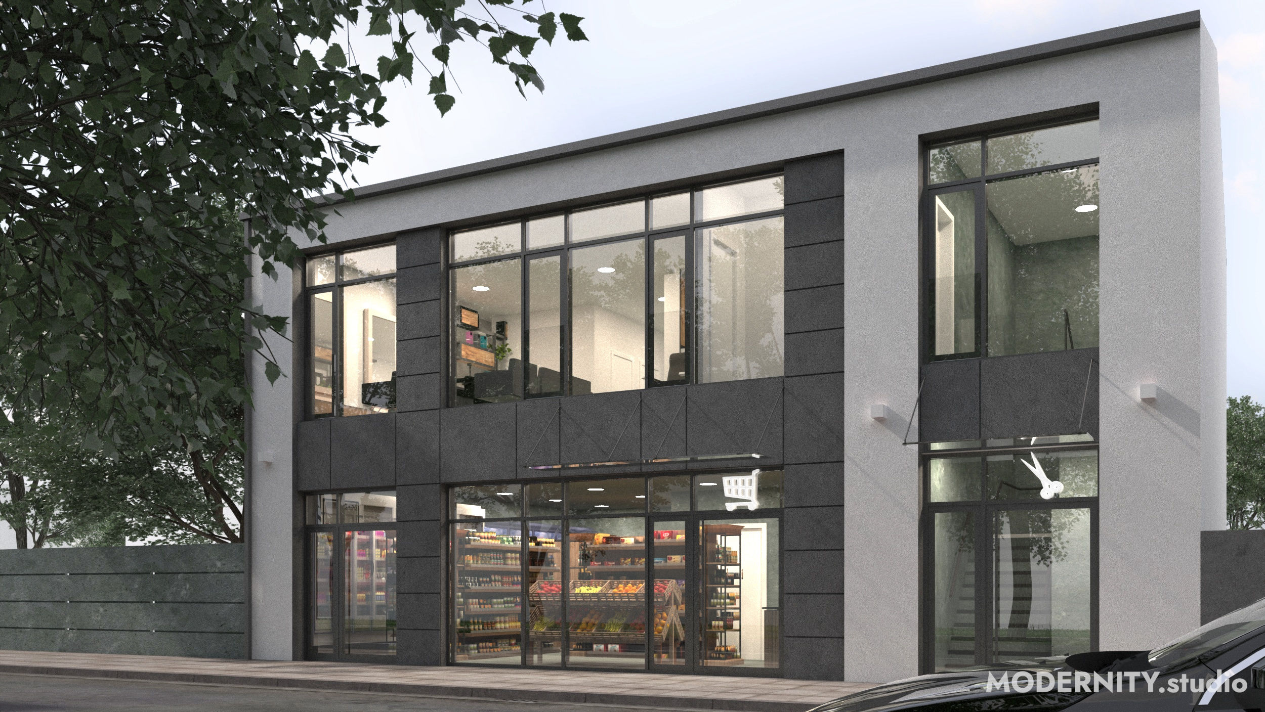 Projekt architektoniczny budynku usługowego w Pabianicach